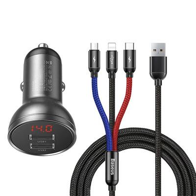 Автомобильное зарядное Baseus Digital Display Dual USB 4.8A Car Charger 24W