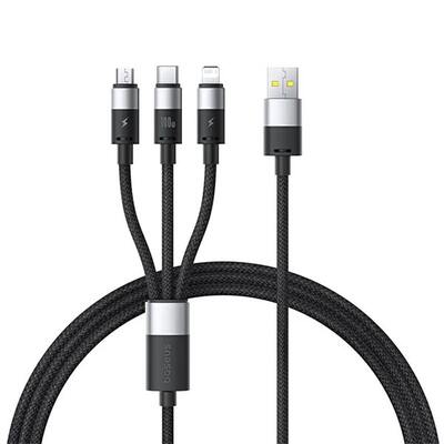 Кабель Baseus StarSpeed One-for-Three Fast Charging Cable USB-A to M+L+C 100W 1.5m 18W