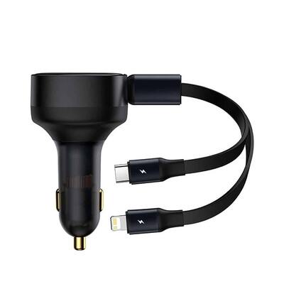 Автомобильное зарядное Baseus Enjoyment Retractable 2-in-1 Car Charger C+L 30W