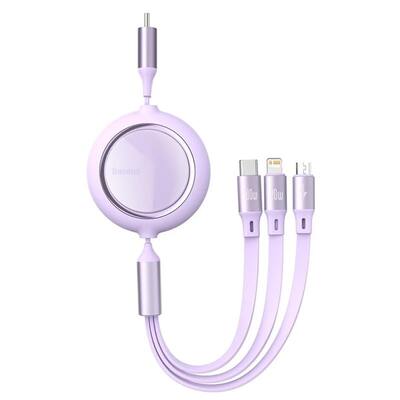 Кабель Baseus Bright Mirror One-for-three Retractable Type-C to M+L+C