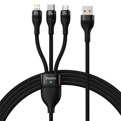 Кабель 3-в-1 Baseus Flash Series Ⅱ Fast Charging USB to M+L+C 100W